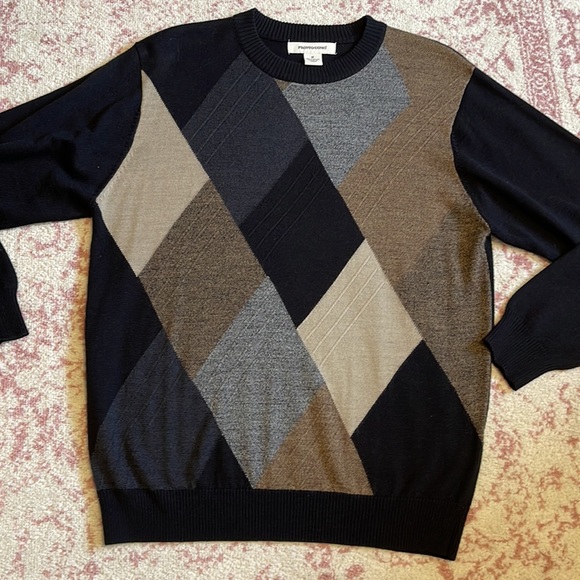 PRONTO-UOMO 80% Acrylic 20% Wool Color Block Front Crew Neck Sweater Size M - Picture 3 of 8